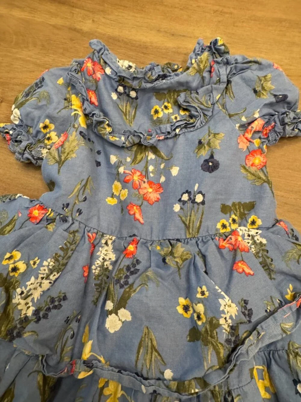Janie and Jack Blue Wildflower Tiered Dress & Bloomer Set 6-12M